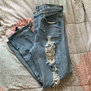 BRANDY MELVILLE high-waisted ripped bootcut jeans